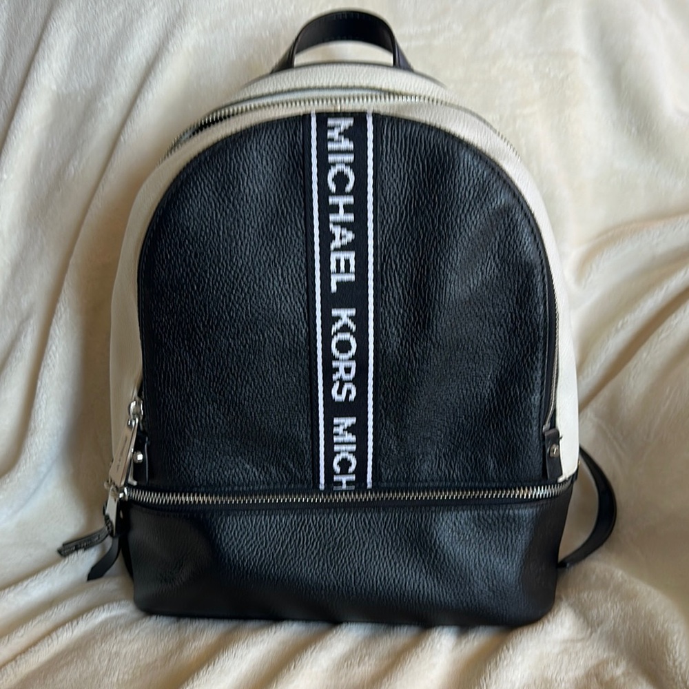 Michael Kors Black and White Leather Backpack